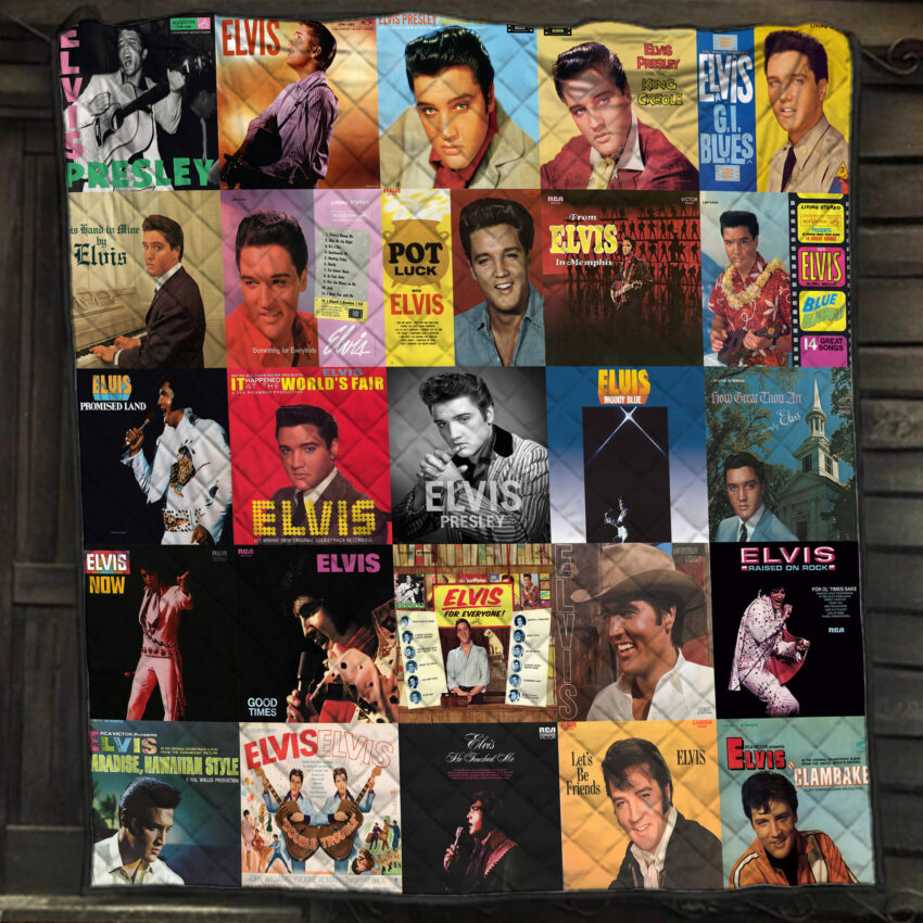 Elvis Presley Albums Quilt Blanket Bedding Set, Gift For Elvis Presley Fans