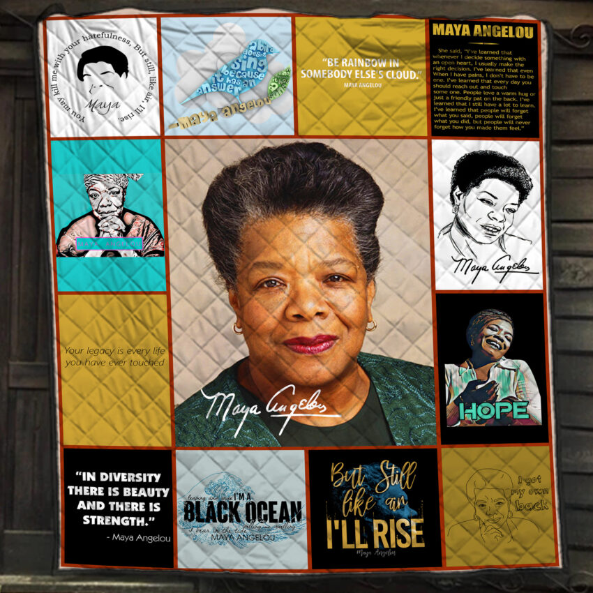 Maya Angelou Books Quilt Blanket Bedding Set, Gift For Maya Angelou Fans