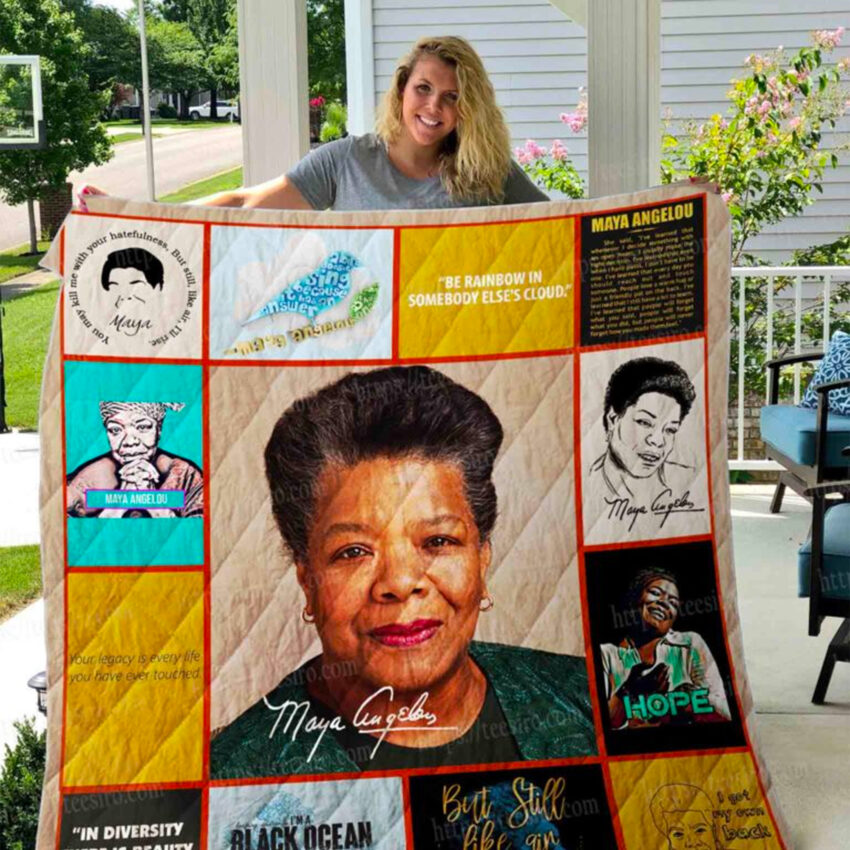 Maya Angelou Books Quilt Blanket Bedding Set, Gift For Maya Angelou Fans