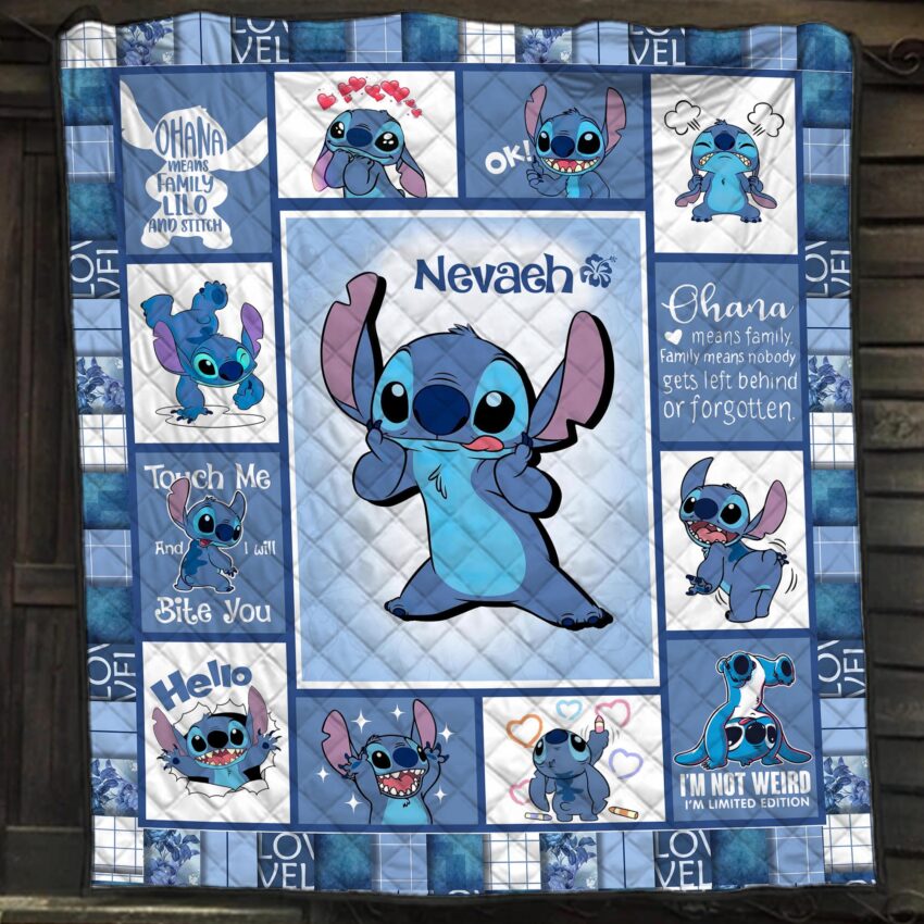 Personalized Custom Name Stitch Ohana Lilo and Stitch Characters Quilt Blanket Bedding Set