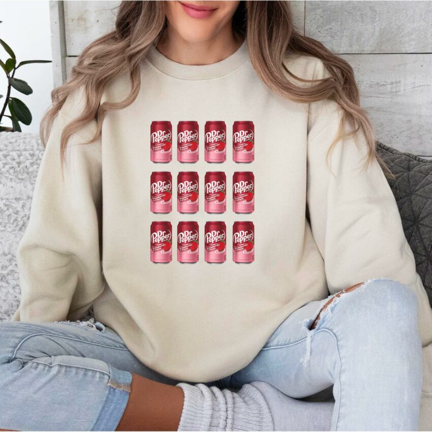 Dr Peper Strawberries And Cream Cans Collection Sweatshirt for Christmas, Soft Drink Hoodie